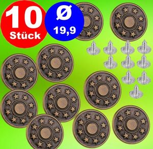 10x Jeansknöpfe Jackenknöpfe Hosenknöpfe Knöpfe Jeans Messing schlagen