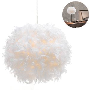 White Feather Ceiling Pendant Light Shade, Non-Electrical Lampshade for Floor Lamp and Table Lamp with Shade Reducing Ring for Living Room, Dining Room and Bedroom, 30 cm