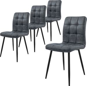 ML-Design sada 4 jedálenských stoličiek s operadlom, antracitová farba, z imitácie kože