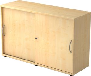 bümö Schiebetürenschrank "2OH" - Aktenschrank abschließbar, Sideboard Schrank mit Schiebetüren in Ahorn - Büroschrank aus Holz mit Schiebetür, Büro