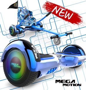 HoverBoard mit Sitz MegaMotion 6,5 Zoll Elektro Scooter Hoverboards Selbstausgleichender Elektroroller Segway E-Skateboard 350W*2 Motor mit Hoverkart für Kinder und Jugendliche