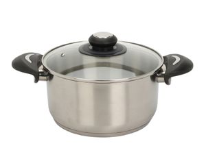 Edelstahl Kochtopf mit Glasdeckel - 2,7 L / 20 x 15,5 cm - Universal Küchentopf mit Griffen - Topf für Nudeln Kartoffeln Suppen Eintopf für alle Herdarten spülmaschinenfest