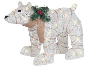 BELIANI Outdoor LED Weihnachtsbeleuchtung Weiß Metall 34 cm Eisbär mit Stromanschluss Zeitschalter zum Aufstellen für Außen Deko Adventsdekoration