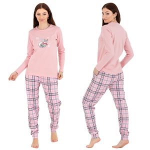 Schlafanzug Pyjama langarm- Interlock - Rosa- XL