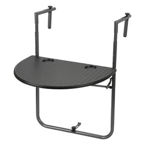 Balkonhängetisch Gartentisch Balkontisch Hängetisch klappbar 64x60x83.5cm mit 3 Höhenverstellbar, Tischplatte 60x40 cm, in Rattan-Optik, Schwarz