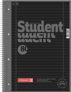 Brunnen 1067927190 Notizblock / Collegeblock Student Colour Code (A4 liniert, Lineatur 27, 90 g/m², 80 Blatt) schwarz