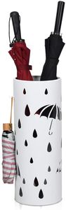 Schirmständer Regenschirmständer aus Eisen, Ø19 x H50cm, Schirmhalter mit 2 Haken, Hohlbauweise Atmungsaktiv Elegangt (Weiß, Rundförmig)