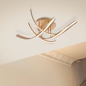 Paul Neuhaus LED Deckenleuchte Linda aus Metall in Gold, 4-flammig