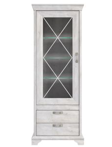 Vitrine Kasimir 5 Pinie weiß 78x210x48 cm Glasvitrine LED-Beleuchtung