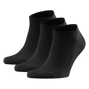 FALKE Herren Socken 3er Pack - Family Sneaker, Anti-Slip-System, Baumwollmischung, Uni Schwarz 39-42