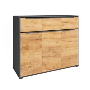 Vicco Sideboard Ruben, 120 x 101 cm mit Schubladen, Anthrazit/Goldkraft Eiche