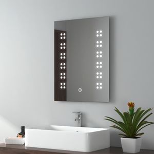 EMKE LED Badspiegel 45x60cm Badezimmerspiegel mit Beleuchtung Kaltweiß Lichtspiegel Wandspiegel mit Touch-Schalter