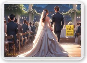 Grußkarte Hochzeit Ehepaar Gold 1g 1 Gramm Motivbox  - Geschenk + Echtheitszertifikat