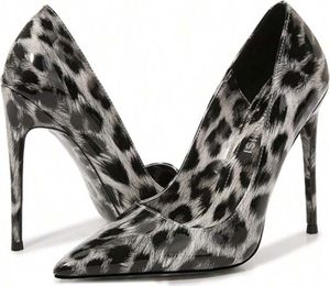Mode leopard print wies high heels stilettos große größe der einzelnen schuhe Y2K stil temperament y frauen schuhe-Weiß-Größe44