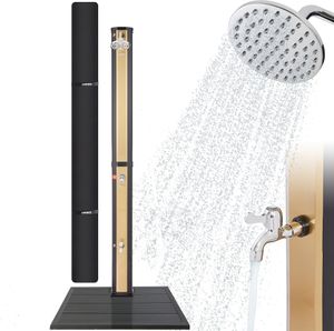 AREBOS solární sprcha 35 L a podlahový prvek antracit| s teploměrem | teplota vody do 60 °C bazénová sprcha | kulatá sprchová hlavice