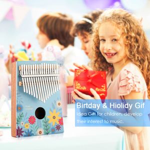 Topchances Daumenklavier Kalimba, Karimba Instrument 17 Schlüssel solid Finger Klavier, Akazienholz, mit Stimmwerkzeug, Musikinstrument Geschenk mit Tragetasche für Musikliebhaber Anfänger