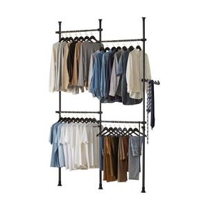 SoBuy KLS03-SCH Kleiderständer Garderobenständer mit 4 Kleiderstangen Teleskop Garderoben System Verstellbares Regalsystem BH ca.: 138-235x200-270cm