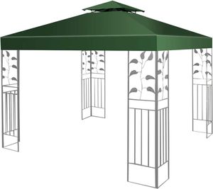 Ersatzdach Pavillon 3x3m, Pavillondach wasserdicht mit Kaminabzug, Dachbezug für Garten, Pavillon Abdeckung (Doppeldach, Dunkelgrün)