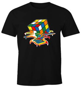Herren T-Shirt Zauberwürfel 80er Jahre Retro Rubik Cube Fun-Shirt lustig Fun-Shirt Spruch lustig Moonworks® schwarz 3XL