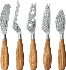 Boska Käsemesser-Set Oslo+ S 5-tlg., Edelstahl, Eichenholz, Braun, 320375