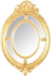 Casa Padrino Barock Wandspiegel Oval Gold 100 x 150 cm - Edel & Prunkvoll - Goldener Spiegel