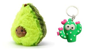 Soma Plüsch-Kissen Avocado XXL 30 cm Sofa-Rückenkissen Rund Lebensmittel Spielzeug Kuschel-Tier Plüsch-Tier Toy Früchte grün+GRATIS Schlüsselanhänger