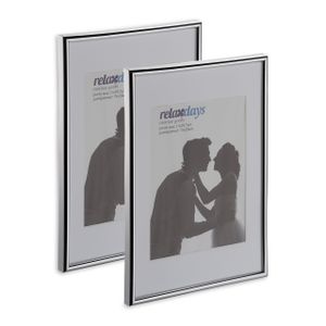 relaxdays 2 x Bilderrahmen A4 silber