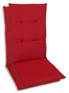 GO-DE Textil, Sesselauflage Hochlehner, 2er Set, Farbe: rot, Maße: 118 cm x 48 cm x 5 cm, Rueckenhoehe: 70 cm