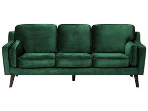Sofa Grün Samtstoff 3-Sitzer Retro Minimalistisch Wohnzimmer