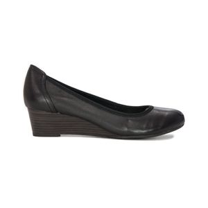 Tamaris Damen Pumps Leder runde Form Keilabsatz 1-22320-20, Größe:40 EU, Farbe:Schwarz