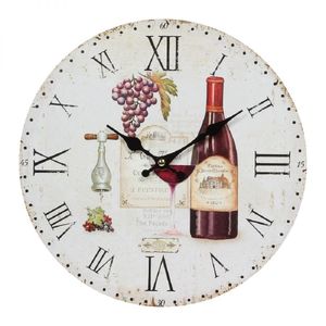 Mediterrane Wanduhr mit Rotwein Motiv, Landhaus Küchenuhr, Kneipen Uhr