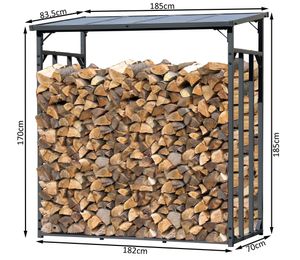 Metall Kaminholzregal Anthrazit XXL 185 x 70 x 185 cm Promotion Garten Kaminholzunterstand 2,3 m³ Kaminholzlager Stapelhilfe Aussen