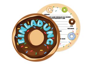Friendly Fox Doughnut Einladung - 12 Einladungskarten in Donut Form für Kindergeburtstag Kinder Junge Mädchen - lustige Einladung - Donut party