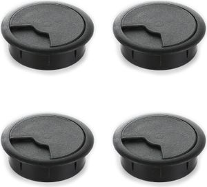 4er Set sossai® Schreibtisch Kabeldurchführung 60mm in Schwarz Kabeldurchlass Kabelauslass