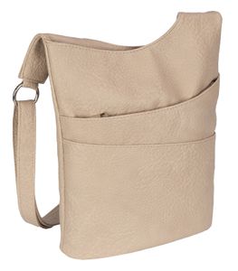 New Bags Damen Umhängetasche Beuteltasche Crossbag Hobo Handtasche NB-3095-1 Helltaupe