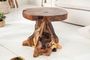 Baumstamm Hocker ROOT Teak Hocker massives Wurzelholz Sitzhocker Beistelltisch natur Tisch Holztisch Holzhocker Fußbank