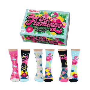 United ODD Socks Damen Socken, 6 Socken Pack - Strumpf, Tiermotive, 37-42 GoFlamingo
