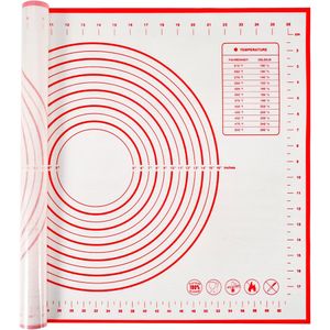 Silikon Waschbar Ausrollmatte Fondant Backmatte Rollmatte Teigmatt Teigunterlage 70*50CM Rot