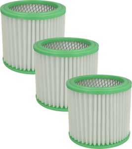 vhbw 3x Faltenfilter kompatibel mit Parkside PAS 500 C2, PAS 500 A1, PASK 18/7 C, PAS 500 C1, PAS 500 B1 Staubsauger - Patronenfilter, Grün Weiß