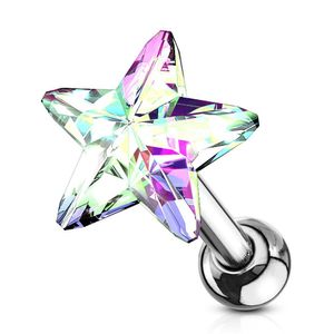 Helix & Tragus Ohr Piercing „Kristall Stern“ Aurora Borealis