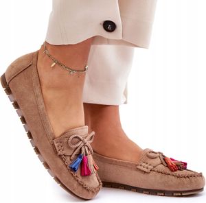 Damen Mokassins Slip On Loafer Ballerina Slipper Halbschuhe Amiro Braun Gr.37