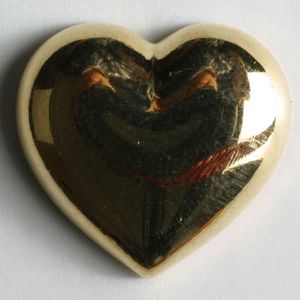 Kunststoffknopf in Form eines Herzes mit Öse Dill Knöpfe Farben allgemein: Gold, Durchmesser: 11 mm