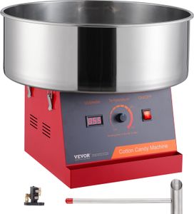 VEVOR Elektrische Zuckerwattemaschine, 1000 W Zuckerwattegeräte, Kommerzielle Zuckerwattemaschine mit Edelstahlschüssel & Zuckerlöffel, Perfekt für Kindergeburtstage zu Hause, Familienfeiern (Rot)