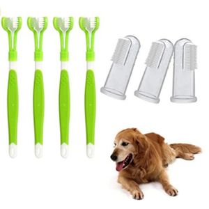 Hundezahnbürste, Hundezahnbürste für Haustierzahnpflege, Dreifach-Kopf-Zahnbürste, einfache Mundpflege, perfekt für mittelgroße und große Hunde