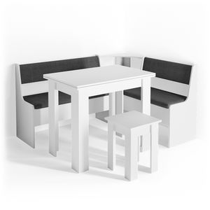 Vicco Corner bench group Roman, 150 x 120 cm with table, White/Anthracite
