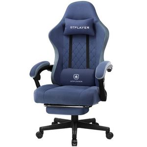 GTPLAYER Herní židle Ergonomické herní křeslo Stolní židle PC Gamer Racing Chair s látkovým povrchem, pružinovým sedákem, spojovacími područkami, s podnožkou s nosností až 153 kg