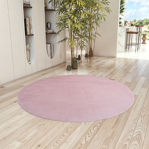 Teppium Waschbarer Kurzflor Teppich, rutschfest & weich, Modernes Einfarbig Design für Wohnzimmer, Schlafzimmer, Grösse 80 cm Rund