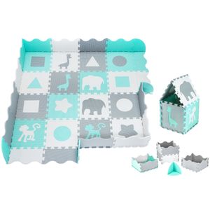 XXL Krabbelmatte Puzzelmatte mit Rand Spielmatte für Babys und Kleinkinder 150 x 150 x 1 cm + Wasserdicht - Grün