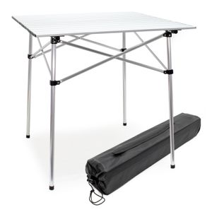 Hliníkový kempingový stôl s rolovacou doskou 70x69 cm a prepravnou taškou Skladací stôl
