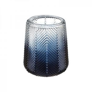 Vase Windlicht Übertopf ø 17/ 12 H 18/13,5 cm Glas mitternachtsblauer Farbverlauf Grätenstruktur : Höhe 13,5 cm Größe: Höhe 13,5 cm